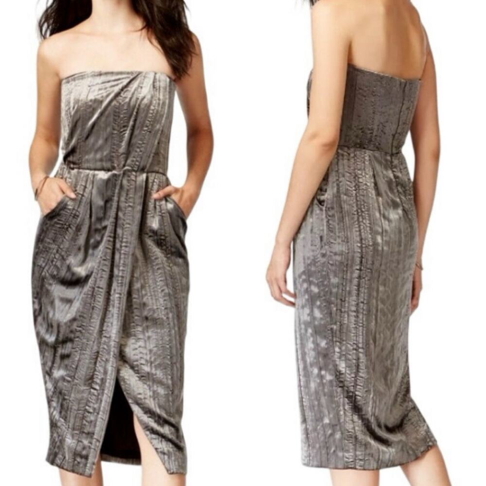 Crushed Velvet Strapless Sheath Dress